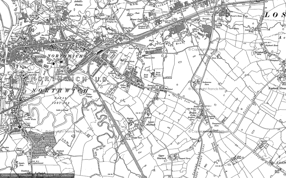 Old Map of Historic Map covering Leftwich in 1897