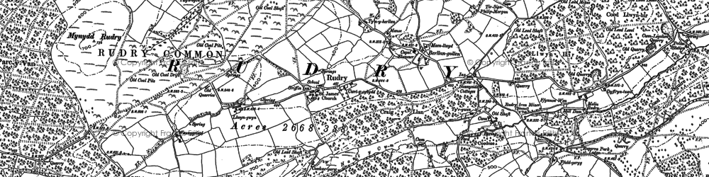 Old map of Rudry in 1915