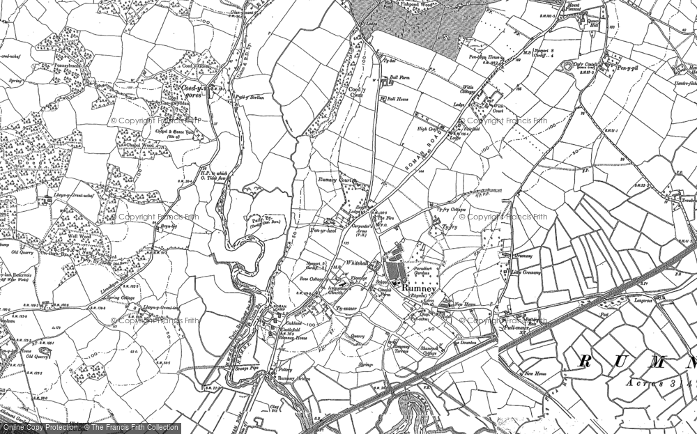 Old Map of Historic Map covering Pwll-Mawr in 1899