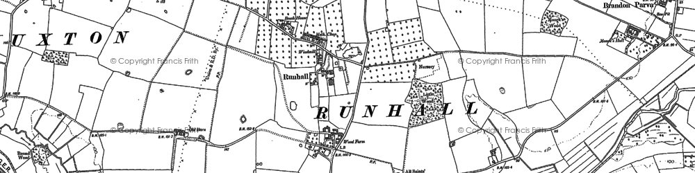 Old map of Runhall in 1882