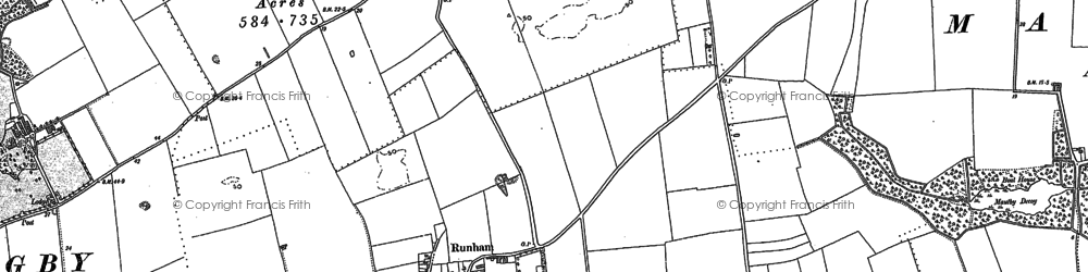 Old map of Runham in 1884