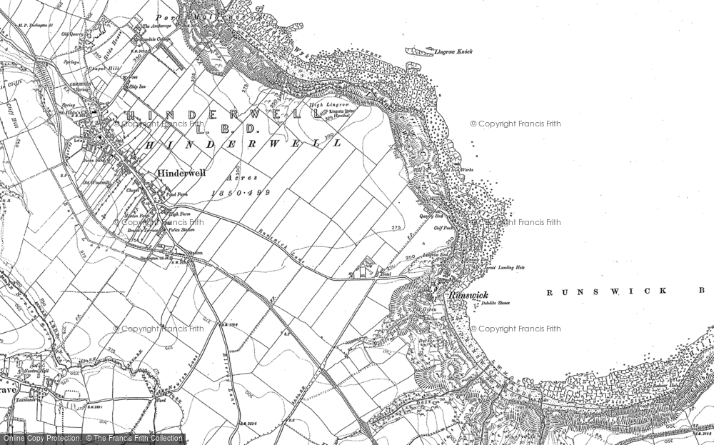 Old Map of Runswick Bay, 1913 in 1913