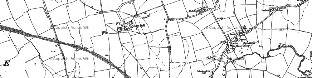 Old map of Runwell in 1895