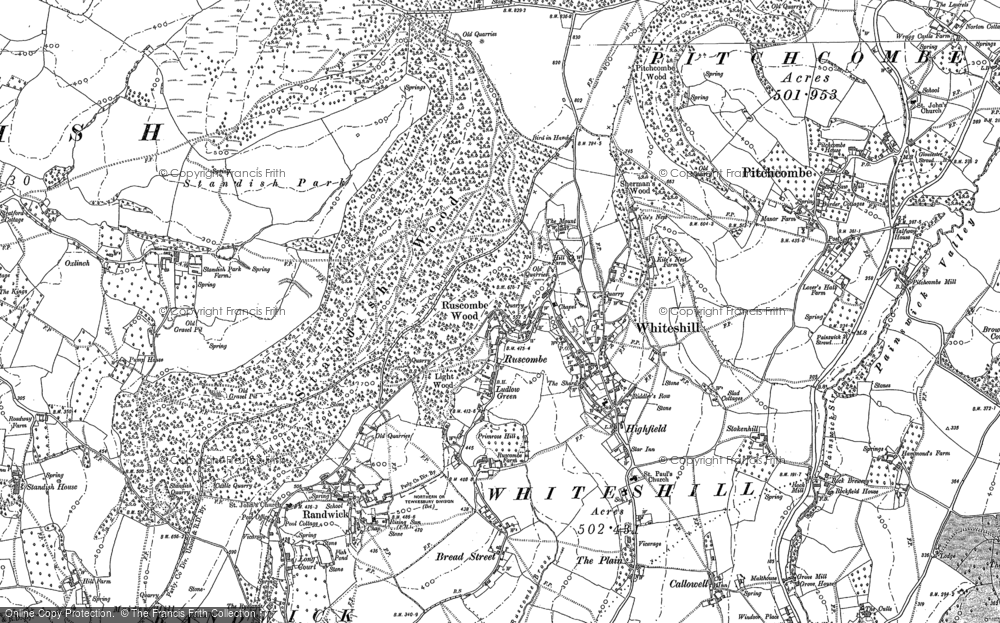 Old Map of Ruscombe, 1882 in 1882