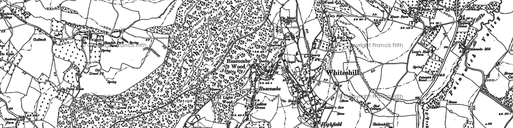Old map of Ruscombe in 1882