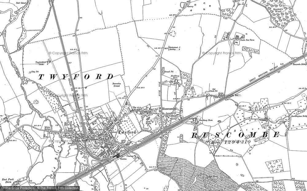 Old Map of Ruscombe, 1910 in 1910