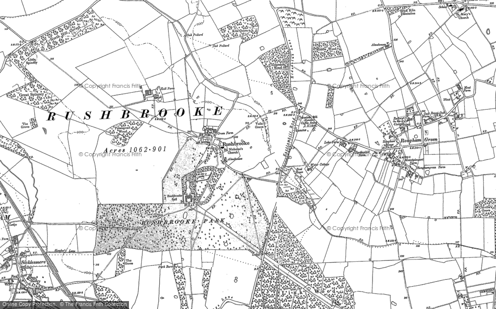Old Map of Rushbrooke, 1883 in 1883