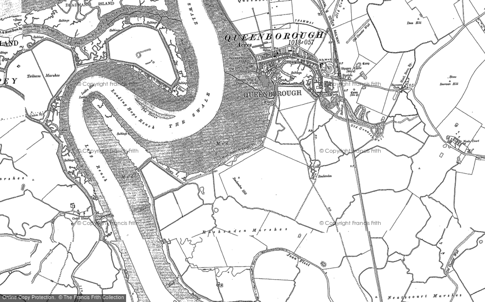 Old Map of Historic Map covering West Swale in 1896