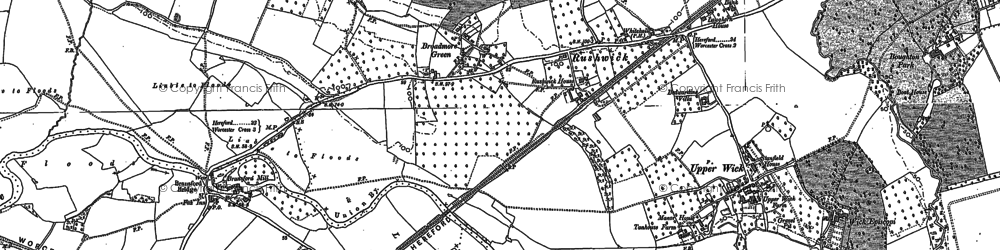 Old map of Rushwick in 1884