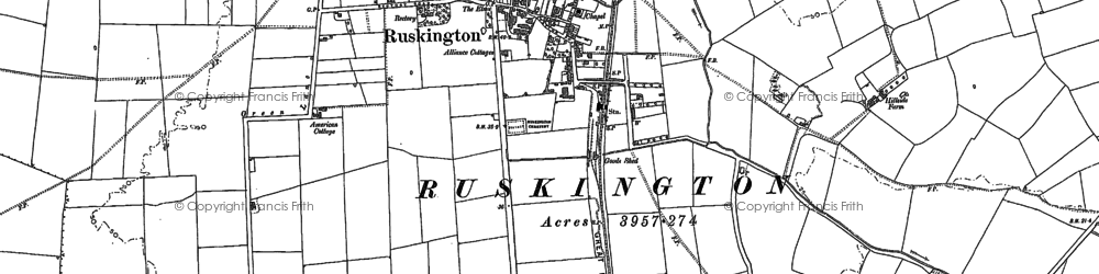 Old map of Ruskington in 1887