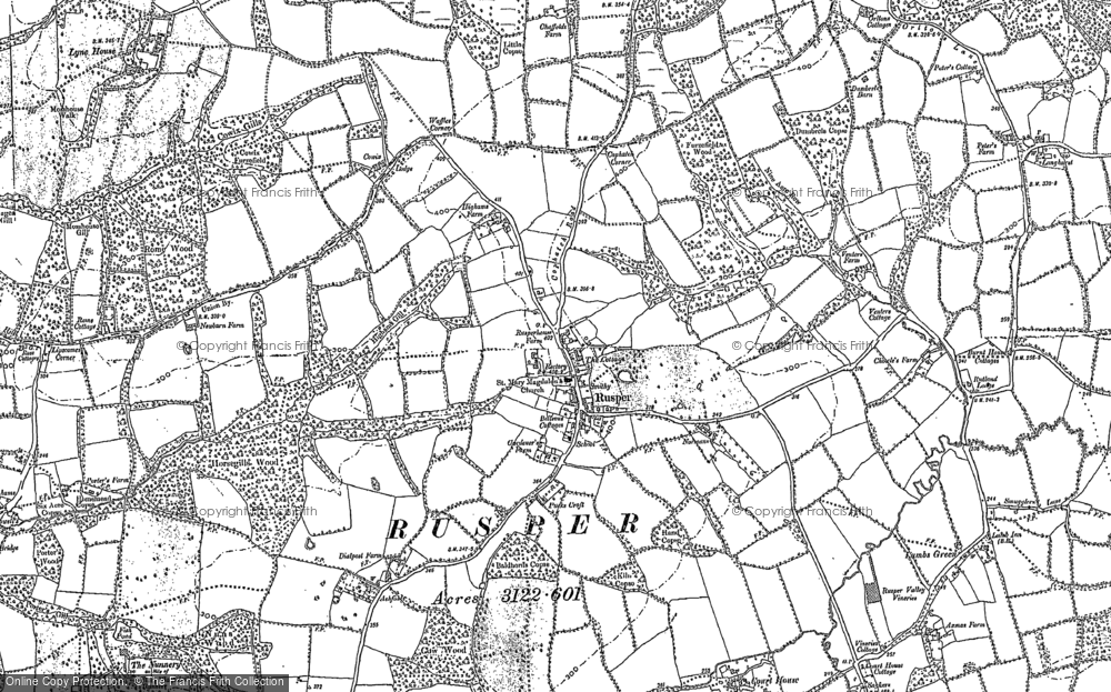 Old Map of Rusper, 1909 in 1909