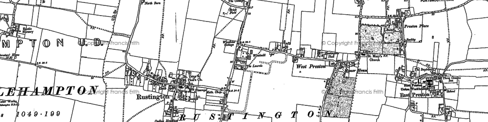 Old map of Rustington in 1878