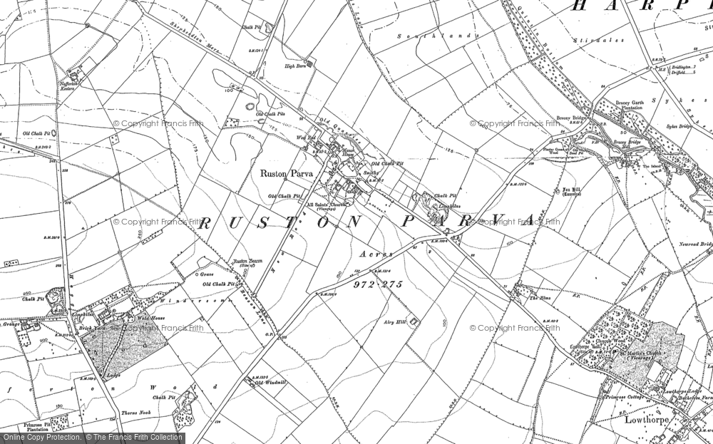 Old Map of Historic Map covering Bracey Bridge in 1888