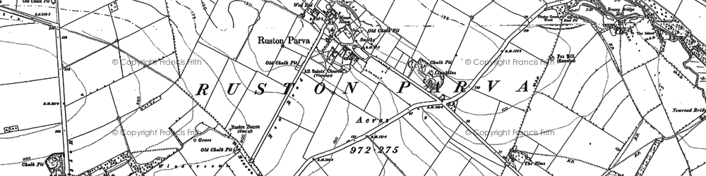 Old map of Ruston Parva in 1888