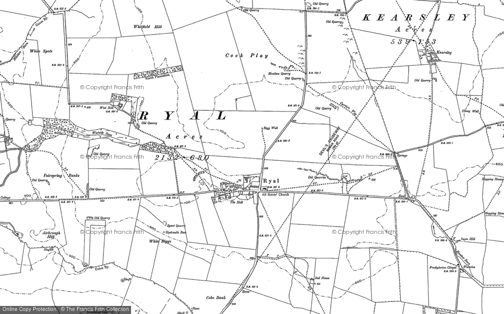 Old Map of Ryal, 1895 in 1895