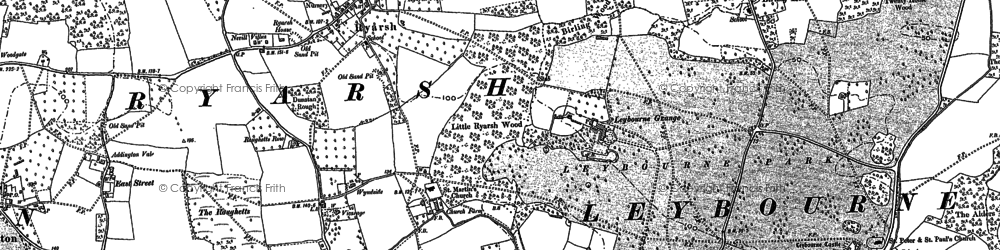 Old map of Ryarsh in 1895
