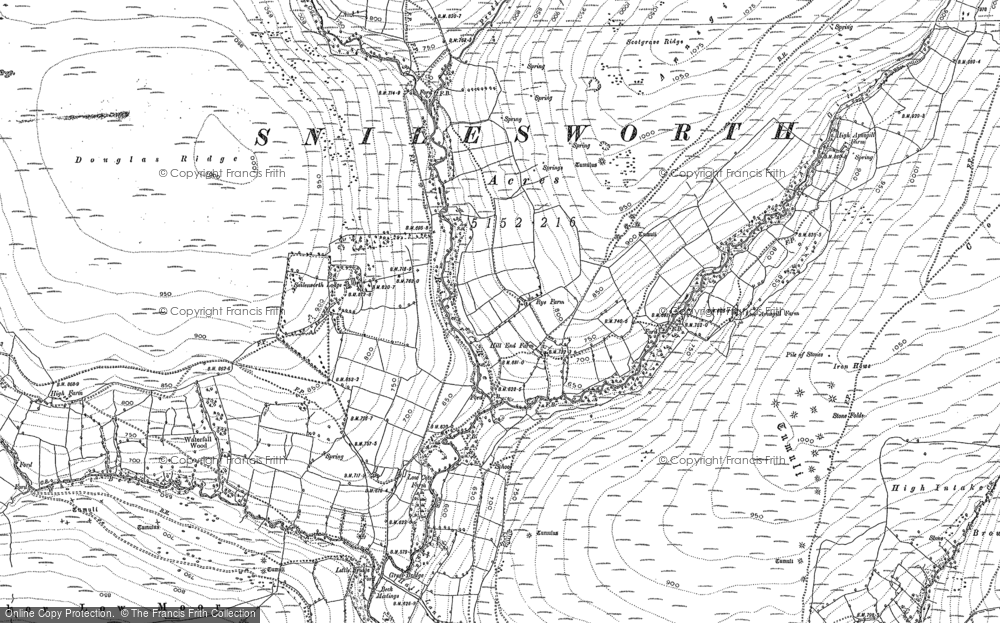 Old Map of Historic Map covering Arnsgill Ridge in 1890