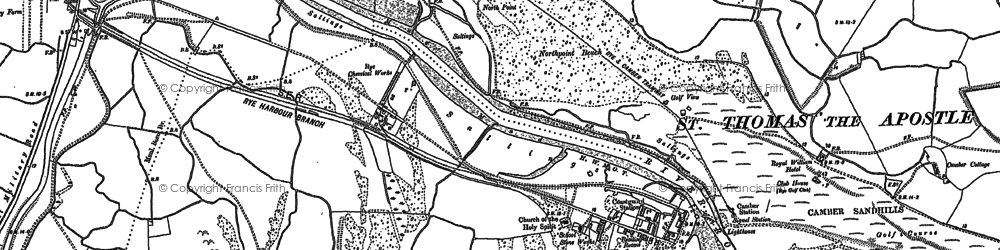 Old map of Rye Harbour in 1908