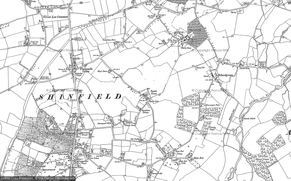 Old Map of Ryeish Green, 1898 - 1909 in 1898