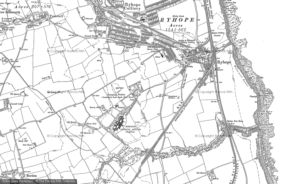Old Map of Ryhope, 1914 in 1914