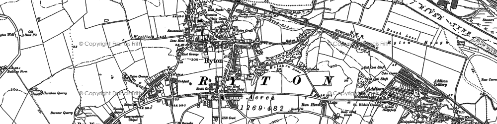 Old map of Ryton in 1914