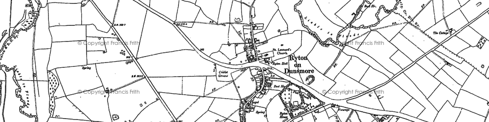 Old map of Ryton-on-Dunsmore in 1886