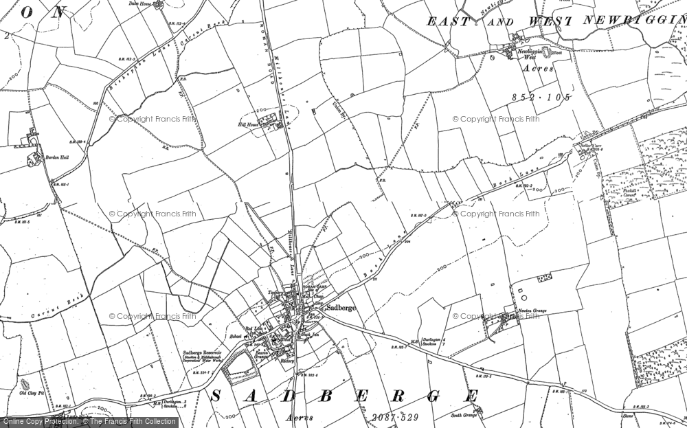 Old Map of Historic Map covering Bumper Hall in 1896
