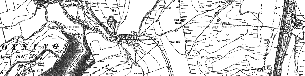 Old map of Saddlescombe in 1896