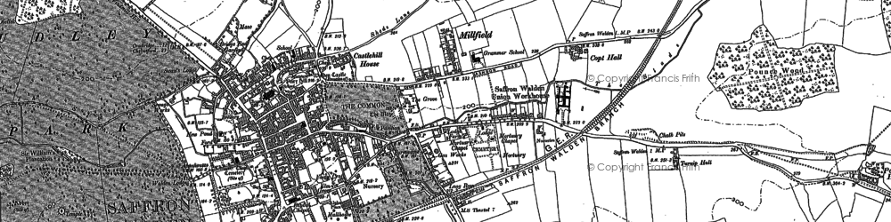 Old map of Saffron Walden in 1896