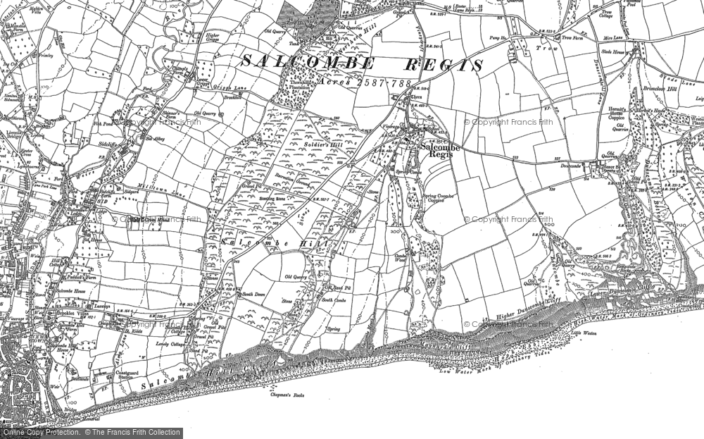 Old Map of Salcombe Regis, 1888 - 1903 in 1888