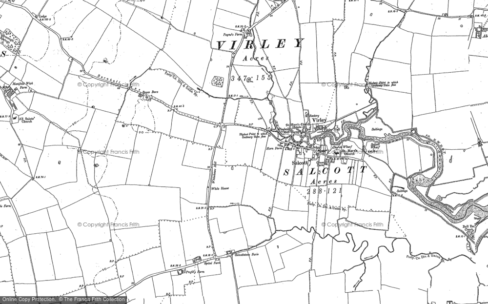 Old Map of Salcott-cum-Virley, 1895 - 1896 in 1895