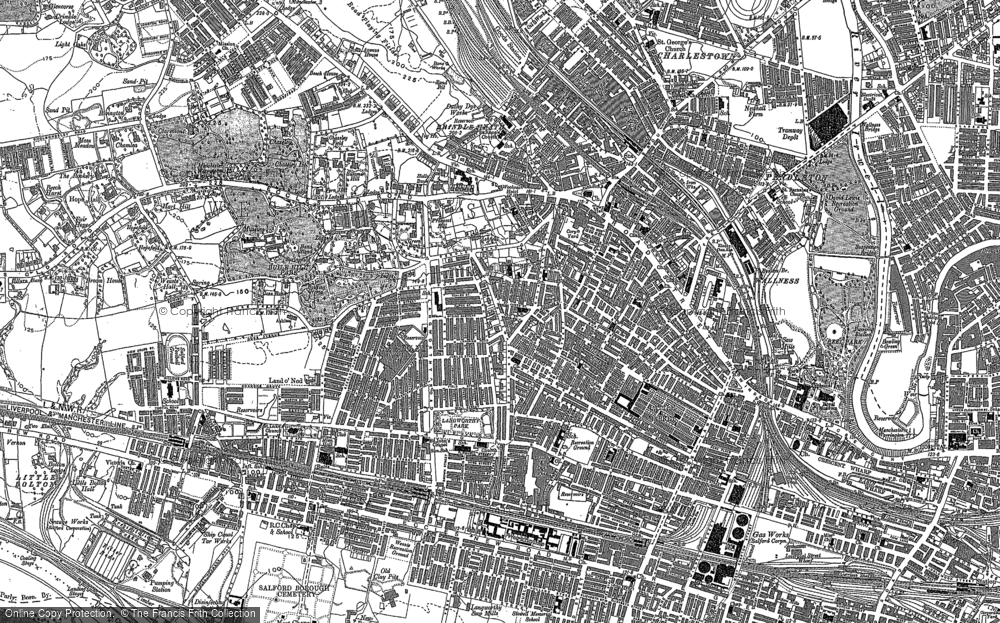Old Map of Historic Map covering Salford in 1889