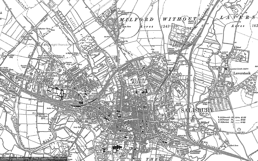 Old Map of Salisbury, 1900 in 1900