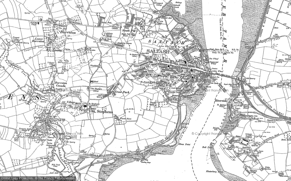 Old Map of Historic Map covering Riverside in 1888