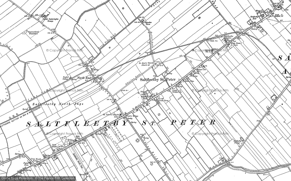 Old Map of Historic Map covering Saltfleetby All Saints in 1888