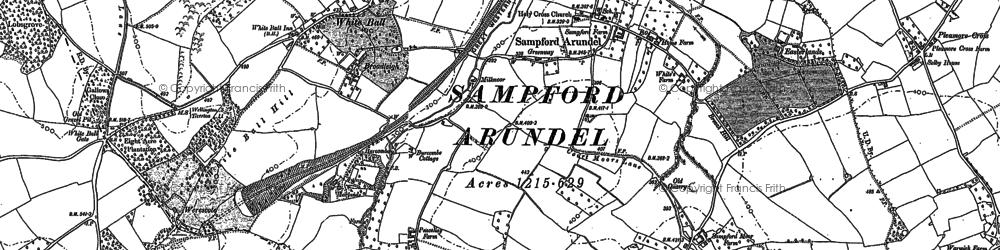 Old map of Sampford Arundel in 1903