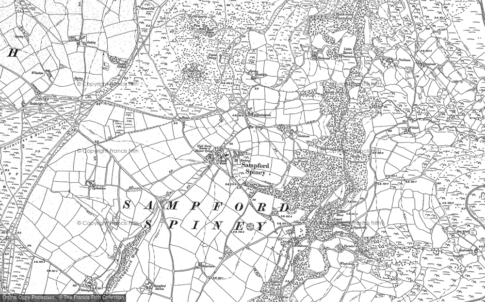 Old Map of Sampford Spiney, 1883 in 1883