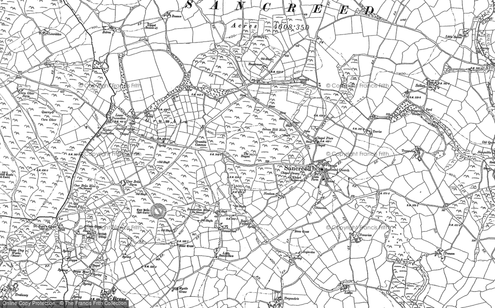 Old Map of Historic Map covering Bartinney Downs in 1906