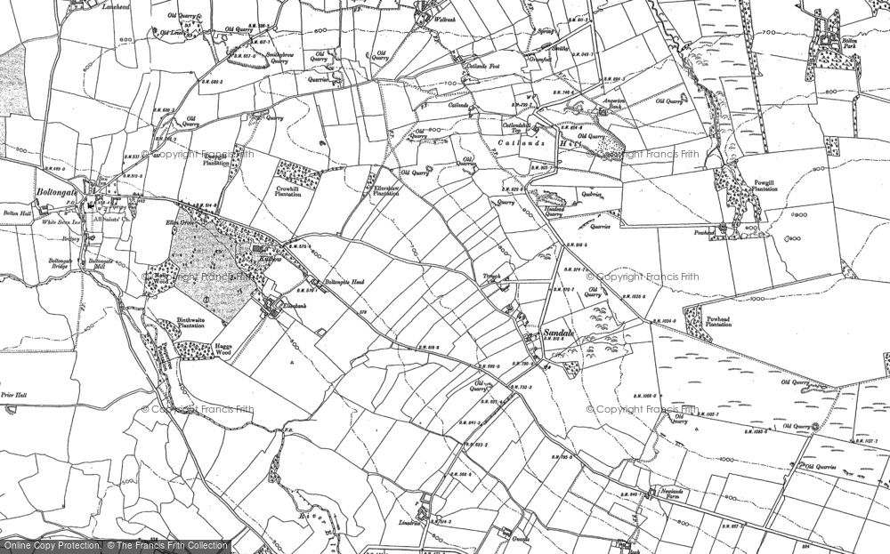 Old Map of Historic Map covering Angerton Bank in 1899