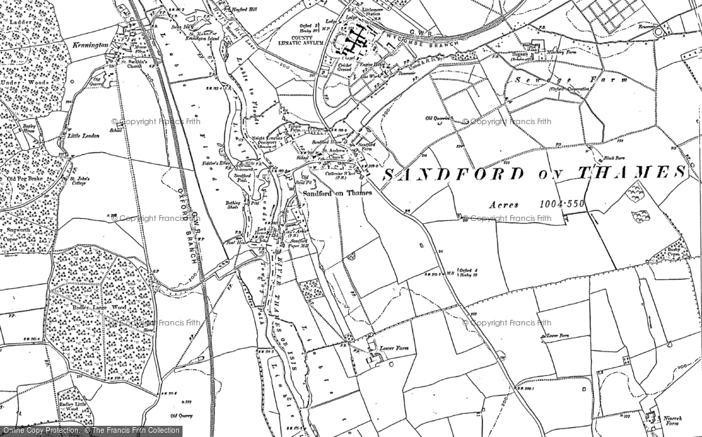 Old Map of Sandford-on-Thames, 1910 in 1910