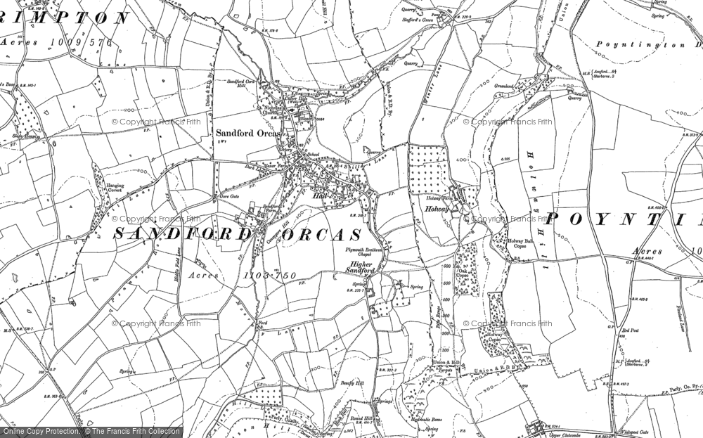 Old Map of Historic Map covering Windmill Hill in 1901