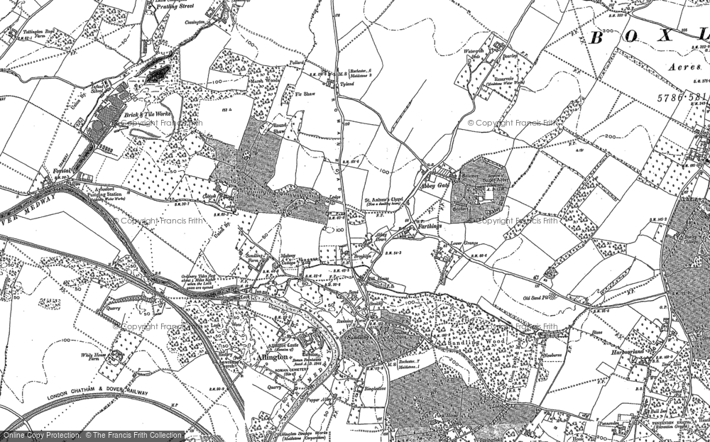 Old Map of Historic Map covering Abbey Gate in 1895