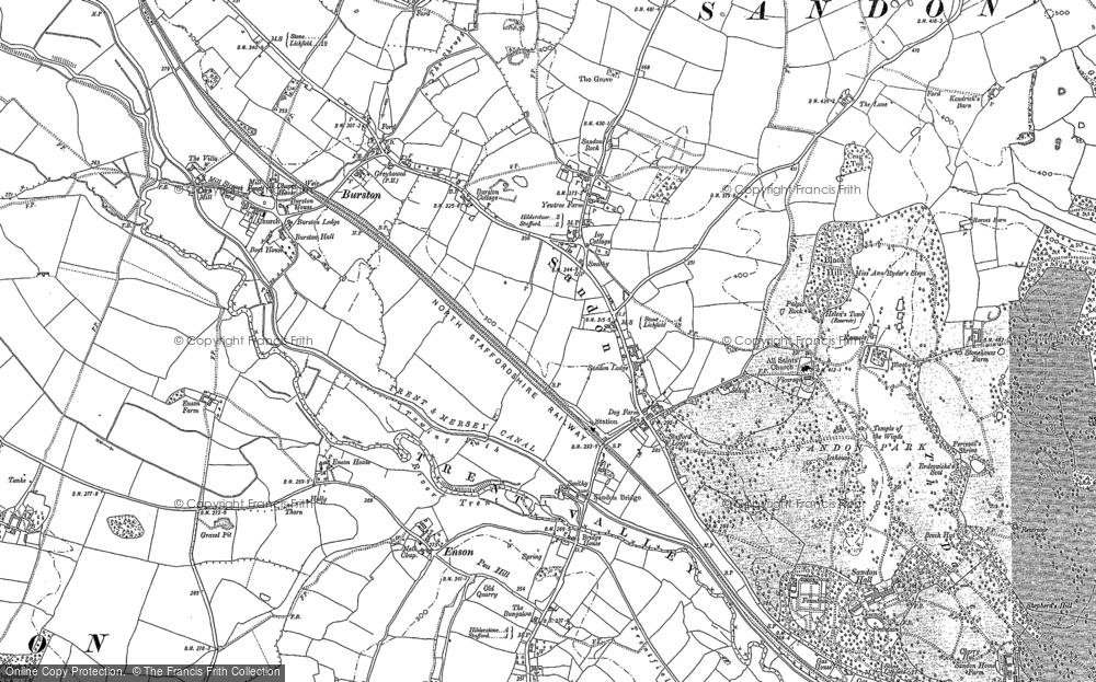 Old Map of Sandon, 1881 in 1881