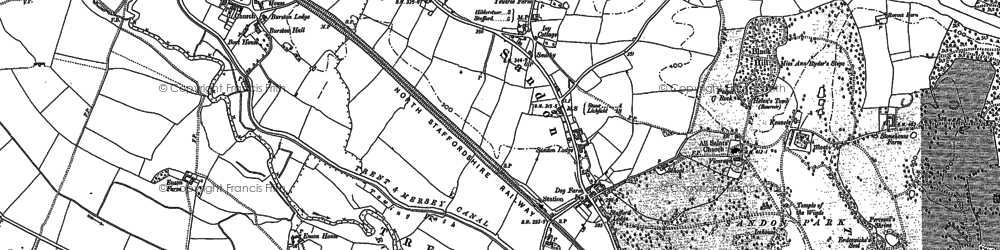 Old map of Sandon in 1881