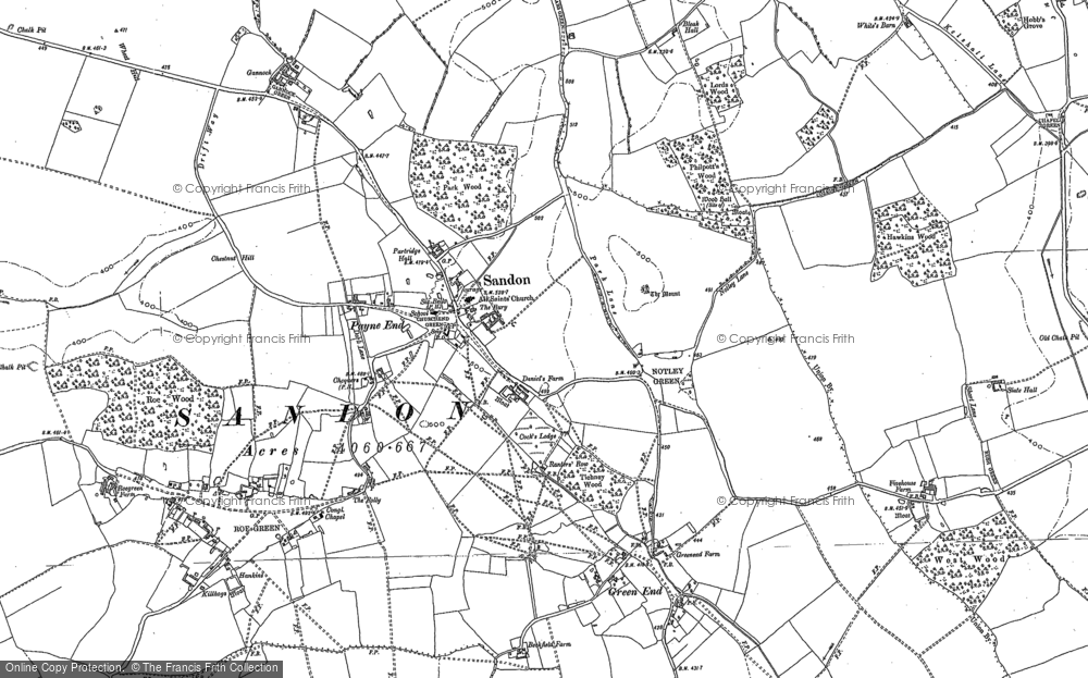 Old Map of Historic Map covering Mill End in 1896