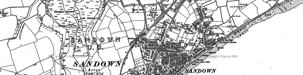 Old map of Sandown in 1907