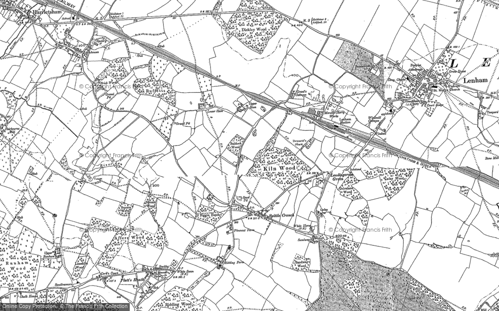 Old Map of Historic Map covering Boughton Malherbe in 1896