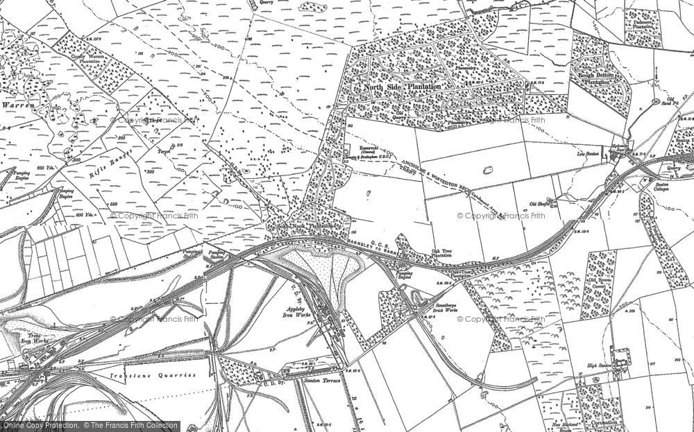Old Map of Historic Map covering Rowland Plantation in 1885