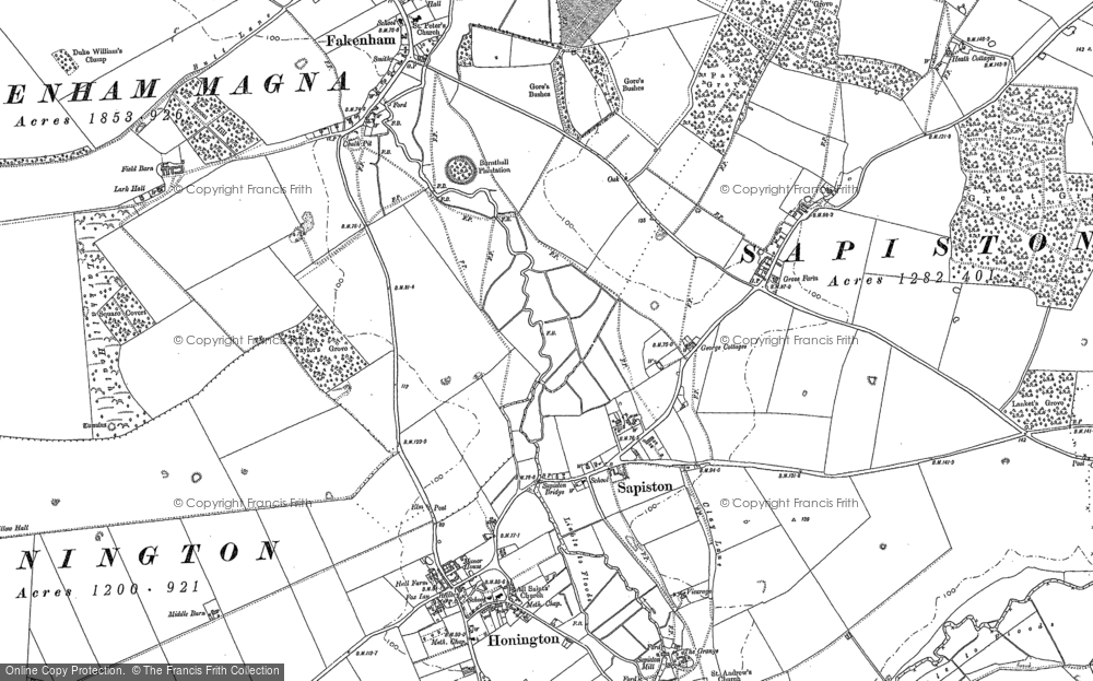 Old Map of Sapiston, 1882 in 1882