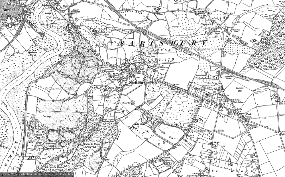 Old Map of Sarisbury, 1895 - 1896 in 1895